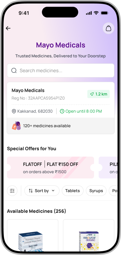 PilMate app — pharmacy store and medicine listings